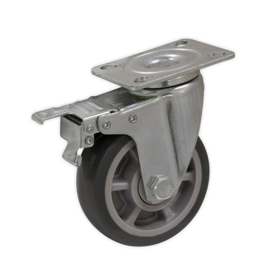 Gummihjul med fæsteplade og bremse main product photo